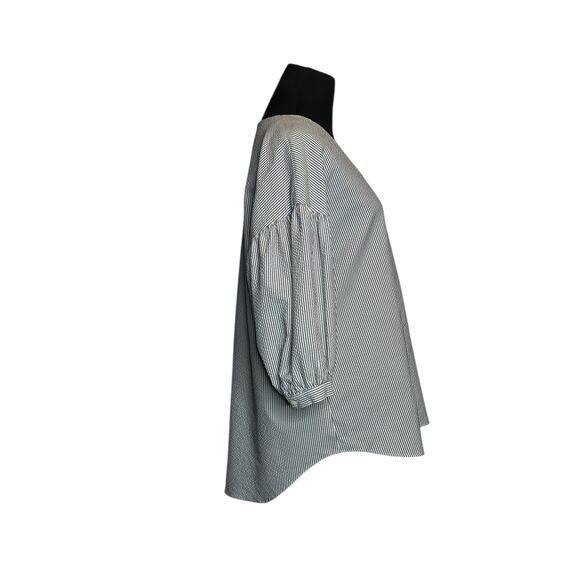 Moussy gray white striped 3/4 sleeves blouse size Free Size - Picture 13 of 16